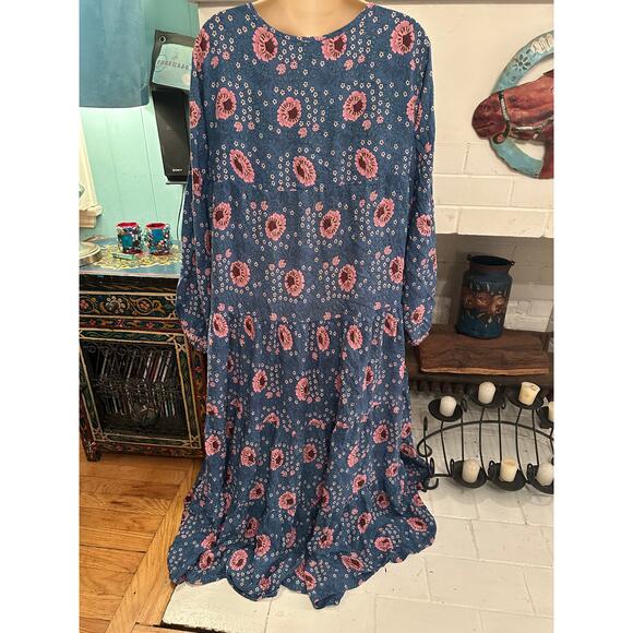 NATALIE MARTIN FIORE LIMITED EDITION VINTAGE FLOWERS AZURE MAXIDRESS XL - Picture 4 of 14